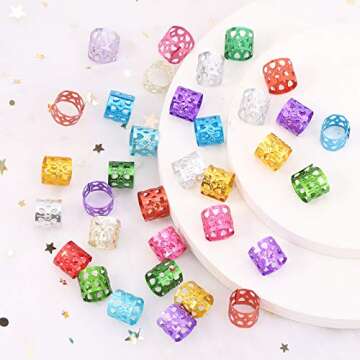Tbestmax 200 pcs Dreadlocks Beads, Hair Braid Rings/Clips, Hair Cuffs Decoration/Accessories Colorful