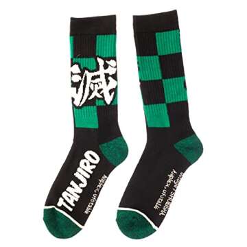 Demon Slayer Tanjiro Athletic Crew Socks - Comfortable & Stylish
