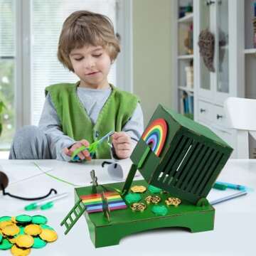 Roacasumy St Patrick's Day Leprechaun Trap Kit for Kids DIY St. Patrick's Day Wood Craft Leprechaun Kit to Make A Trap to Catch A Leprechaun, St Patricks Day Decorations Toys Gifts for Kids