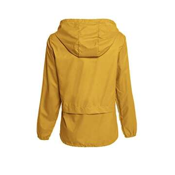 Avoogue Lightweight Raincoat Women's Waterproof Windbreaker Packable Outdoor Hooded Rain Jacket Yellow XXL