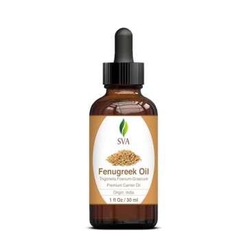 SVA Fenugreek Seed Oil - 1 Fl Oz – 100% Natural Cold Pressed Fenugreek Oil - for Face, Skin Care, Hair Care, Scalp Massage & Body Massage – Carrier Oil with Dropper