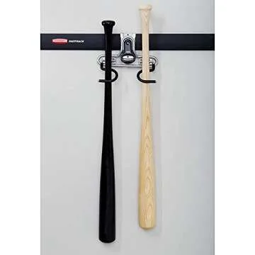 Rubbermaid FastTrack 2-Handle Hook (S Hook), Mounted Garage Storage and Space Saving Organization System, Metallic Powder-Coated Steeel, for Rakes/Brooms/Toys/Ladders,