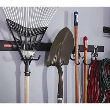 Rubbermaid FastTrack 2-Handle Hook (S Hook), Mounted Garage Storage and Space Saving Organization System, Metallic Powder-Coated Steeel, for Rakes/Brooms/Toys/Ladders,