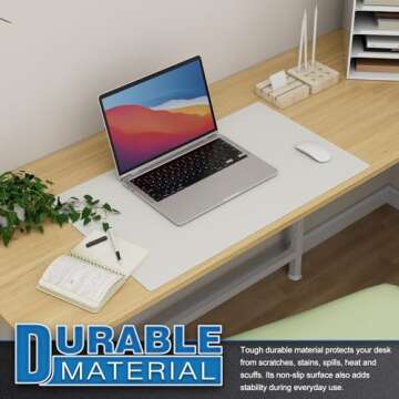 K KNODEL Small Desk Mat, Office Desk Pad, Computer Desk Mat, Laptop Mat for Desk, Desk Protecor Mat, Desktop Mat, Desk Writing Pad, Desk Blotter Pad, Desk Cover Mat (23.6"x13.8", White)