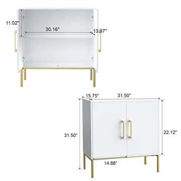 JOZZBY Buffet Sideboard Cabinet with Storage, Modern Wooden Free Standing Cabinet with Adjustable Sh...