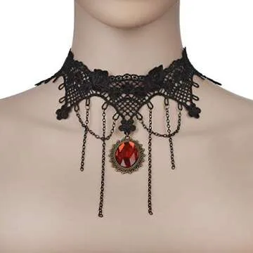 Buy iWenSheng Black Lace Choker Necklace for Halloween