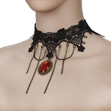 Buy iWenSheng Black Lace Choker Necklace for Halloween