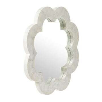 Kouboo 1040138 Flower Capiz Seashell Wall Mirror, Natural White