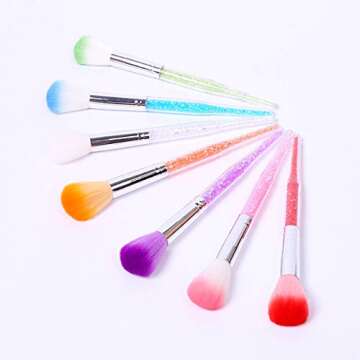 Beautifultracy 7 Pieces Soft Nail Art Dust Remover Powder Brush Cleaner for Acrylic and Makeup Powder Blush Brushes