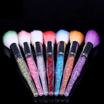 Beautifultracy 7 Pieces Soft Nail Art Dust Remover Powder Brush Cleaner for Acrylic and Makeup Powder Blush Brushes