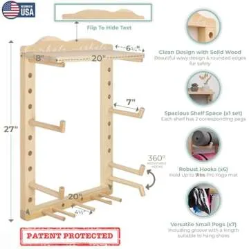 Yoga Mat Holder Wall Mount Home Gym Storage Rack - Fully Customizable Yoga Mat Wall Holder Wooden Yoga Mat Storage Rack as Gym Shelf for Home Gym Wall Storage or Yoga Mat Organizer for Peloton Accessories