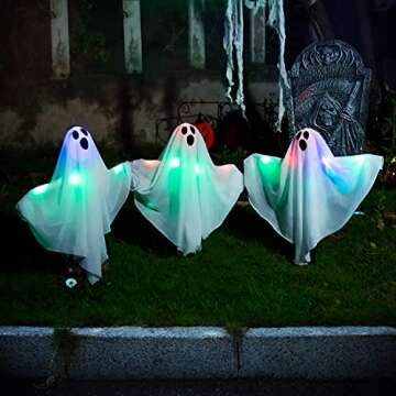 YoleShy Halloween Ghost Yard Stakes Light Up Decoration