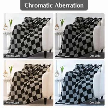 WRENSONGE Checkered Throw Blanket, Black Grey Checkered Microfiber Soft Cozy Fluffy Warm Hand Made Weave Throw Blankets for Couch, Sofa, Chair, Bed, Picnic,Travel Lightweight Bed Blanket - 50"*70"