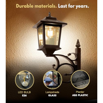 Outdoor Flower Pots with Solar Lamp Post - 2 in 1