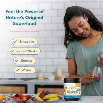 Grass Fed Bovine Colostrum Powder For Humans, Adults | 65 Servings Cows Supplement | High IgG For Best Gut Health | Immunity & Muscle Recovery Support | Unflavored Moo Superfood For Men & Women