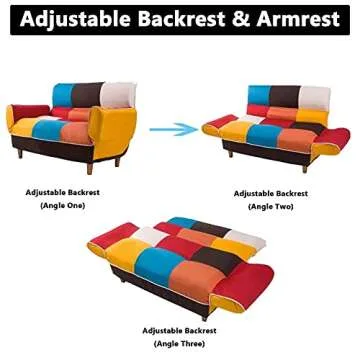 Stylish Convertible Loveseat Futon Sofa with 2 Pillows