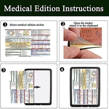 Nursing Clipboard, Storage Clipboard with Nursing & Medical Edition Cheat Sheets Stickers and 1 Retractable Badge Holder Reel for Medical Students, Nurses, Doctors and General Staff