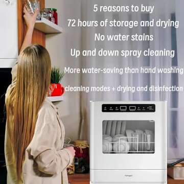 Countertop Dishwasher Portable with 4 Cleaning Modes and Drying