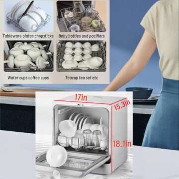 Countertop Dishwasher Portable with 4 Cleaning Modes and Drying
