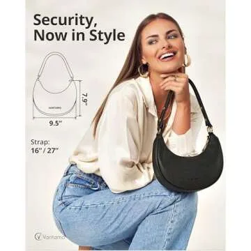 Half Moon Clutch Bag for Women - Faux Leather Crescent Bag with Anti Theft RFID Protection & Adjusta...