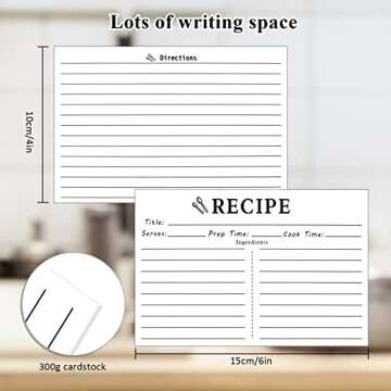 Elegant 70 Count Recipe Cards, Double-Sided for Easy Cooking Organization