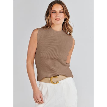 ANRABESS Women’s Casual Sleeveless Mock Neck Sweater