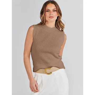 ANRABESS Women’s Casual Sleeveless Mock Neck Sweater