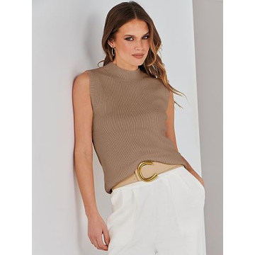 ANRABESS Women’s Casual Sleeveless Mock Neck Sweater