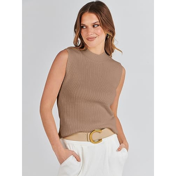 ANRABESS Women’s Casual Sleeveless Mock Neck Sweater