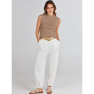 ANRABESS Women’s Casual Sleeveless Mock Neck Sweater