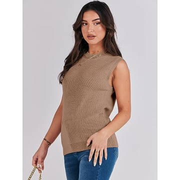 ANRABESS Women’s Casual Sleeveless Mock Neck Sweater