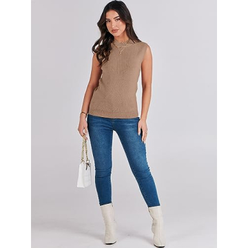 ANRABESS Women’s Casual Sleeveless Mock Neck Sweater