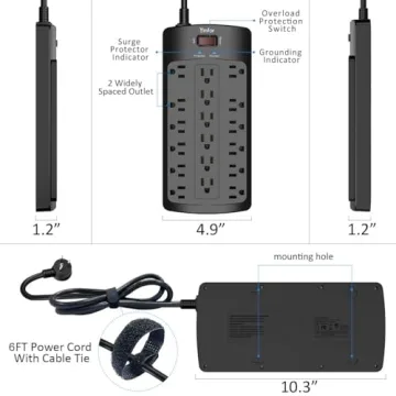 Yintar 6FT Surge Protector Power Strip with 18 Outlets