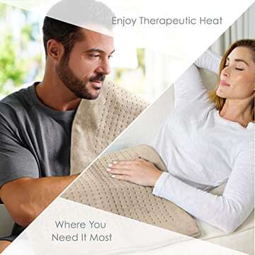 Pure Enrichment PureRelief Ultra-Wide (20"x24") Electric Heating Pad for Full Body Relief - 4 InstaHeat Settings, Machine-Washable, & Soft Fabric - for Back Pain, Sore Joints, & Cramps (Almond Tan)