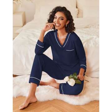 Ekouaer Women's Stylish Pajama Set Soft & Comfy PJs