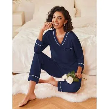 Ekouaer Women's Stylish Pajama Set Soft & Comfy PJs