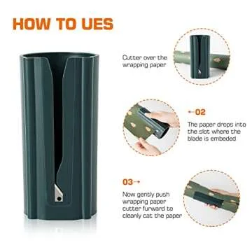 Christmas Wrapping Paper Cutter Tool Tube, Sliding Gift Wrap Cutter,Kraft Paper roll Slitter Cutter, Easy to Cut Wrapping Paper Cutter,Round Lip, Safer and Easier Cutting (2PCS Large)