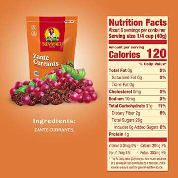 Sun-Maid California Sun-Dried Zante Currants - (4 Pack) 8 oz Resealable Bag - Dried Fruit Snack for ...