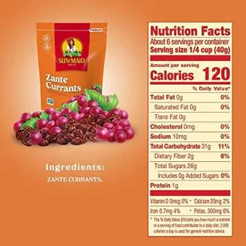 Sun-Maid California Sun-Dried Zante Currants - (4 Pack) 8 oz Resealable Bag - Dried Fruit Snack for ...