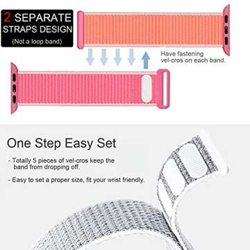 Bifeiyo Compatible with Apple Watch Band 49MM 46MM 45MM 44MM 42MM 41MM 40MM 38MM,Women Men Sport Nylon Loop Strap for iWatch Series 10 9 8 7 6 5 4 3 2 1 SE Ultra(38/40/41/S10-42mm,Pomegranate)
