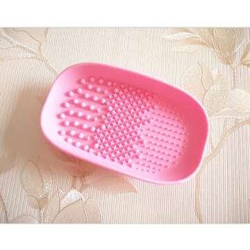 AHPIPIL Silicon Makeup Brush Cleaning Mat Makeup Brush Cleaner Pad Cosmetic Brush Cleaning Mat Porta...