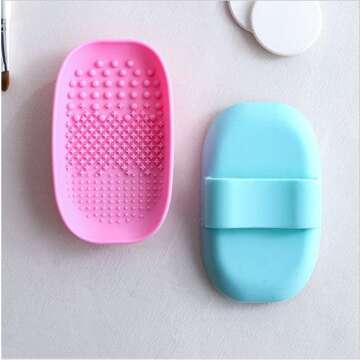 AHPIPIL Silicon Makeup Brush Cleaning Mat Makeup Brush Cleaner Pad Cosmetic Brush Cleaning Mat Portable Washing Tool Scrubber For Removing Makeup (Pink) (Pink)