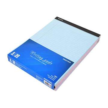 Mintra Office Legal Pads - ((BASIC PASTEL 6pk, 8.5in x 11in, WIDE RULED)) - 50 Sheets per Notepad, M...