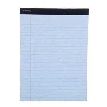 Mintra Office Legal Pads - ((BASIC PASTEL 6pk, 8.5in x 11in, WIDE RULED)) - 50 Sheets per Notepad, Micro perforated, Pastel Writing Pad, Notebook Paper for School, College, Office, Business - Pink, Blue, Purple