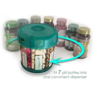 Extra Large Supplement Organizer with XL 7 Large Compartments, TPU Soft Lid Easy to Load and to Use Pill Dispenser, 1 Month Jumbo Vitamin Holder Medicine Storage