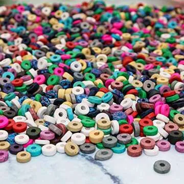 Fun-Weevz 2500 Heishi Clay Beads - 15 Assorted Ceramic Strands for Jewelry