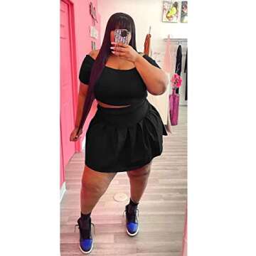 KELOVEPAN Pleated Short Skirt Sets Women 2 Piece Sweatsuits Sexy Plus Size Summer Two Piece Outfit D...