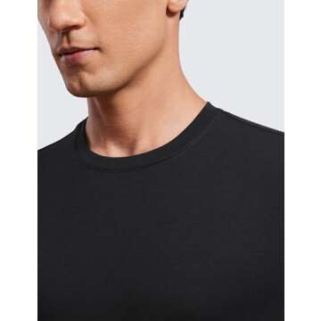 CRZ YOGA Mens Short Sleeve Shirts Quick Dry Workout Classic Fit T-Shirt Casual Daily Comfy Tee Tops Black Large