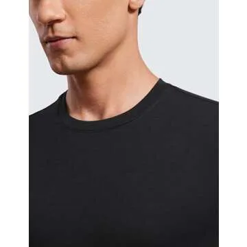 CRZ YOGA Mens Short Sleeve Shirts Quick Dry Workout Classic Fit T-Shirt Casual Daily Comfy Tee Tops Black Large