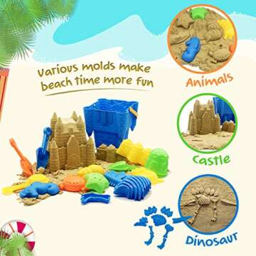 Beach Sand Toys for Kids, 27 pcs Beach Toys Castle Molds Sand Molds, Beach Bucket, Beach Shovel Tool...